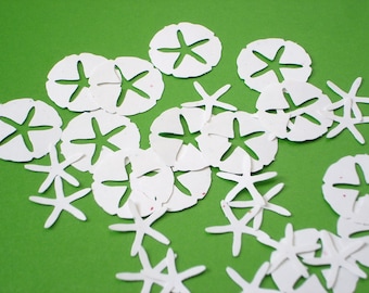 50 Stardust White Sand Dollar Starfish Confetti, Scrapbook Embellishments, Card Making - No781
