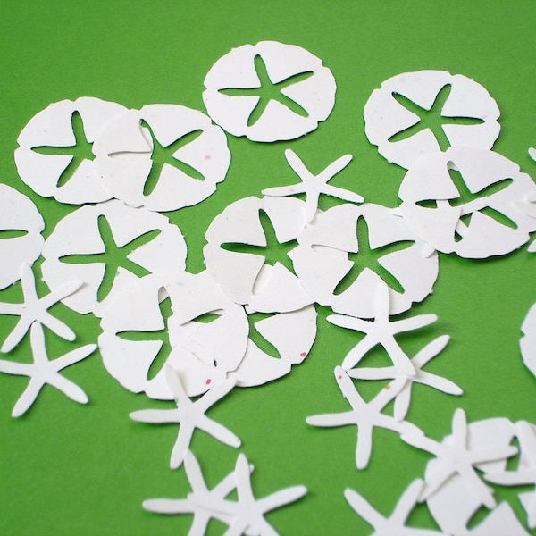 50 Stardust White Sand Dollar Starfish Confetti, Scrapbook Embellishments, Card Making - No781