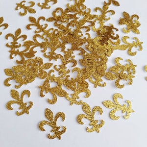 Royal Glitter Gold Fleur De Lis Confetti 50CT, Paris Bridal Shower, St. Patrick's Day Confetti, Birthday Party Decorations No153 image 5