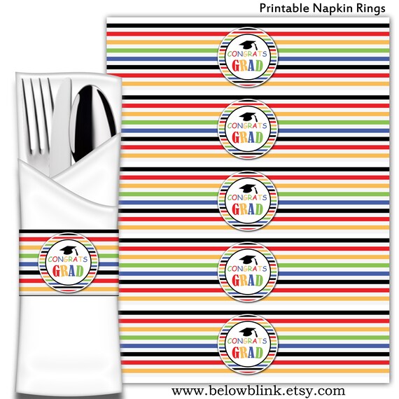 Congrats Grad Napkin Rings, Graduation Party, Graduation Printable, Congratulations, Graduate - Instant Download - DP604 Il_570xn