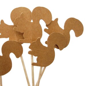 24 Kraft Brown Squirrel Cupcake Toppers, Thanksgiving Decor, Woodland Forest Theme Party No856 image 2