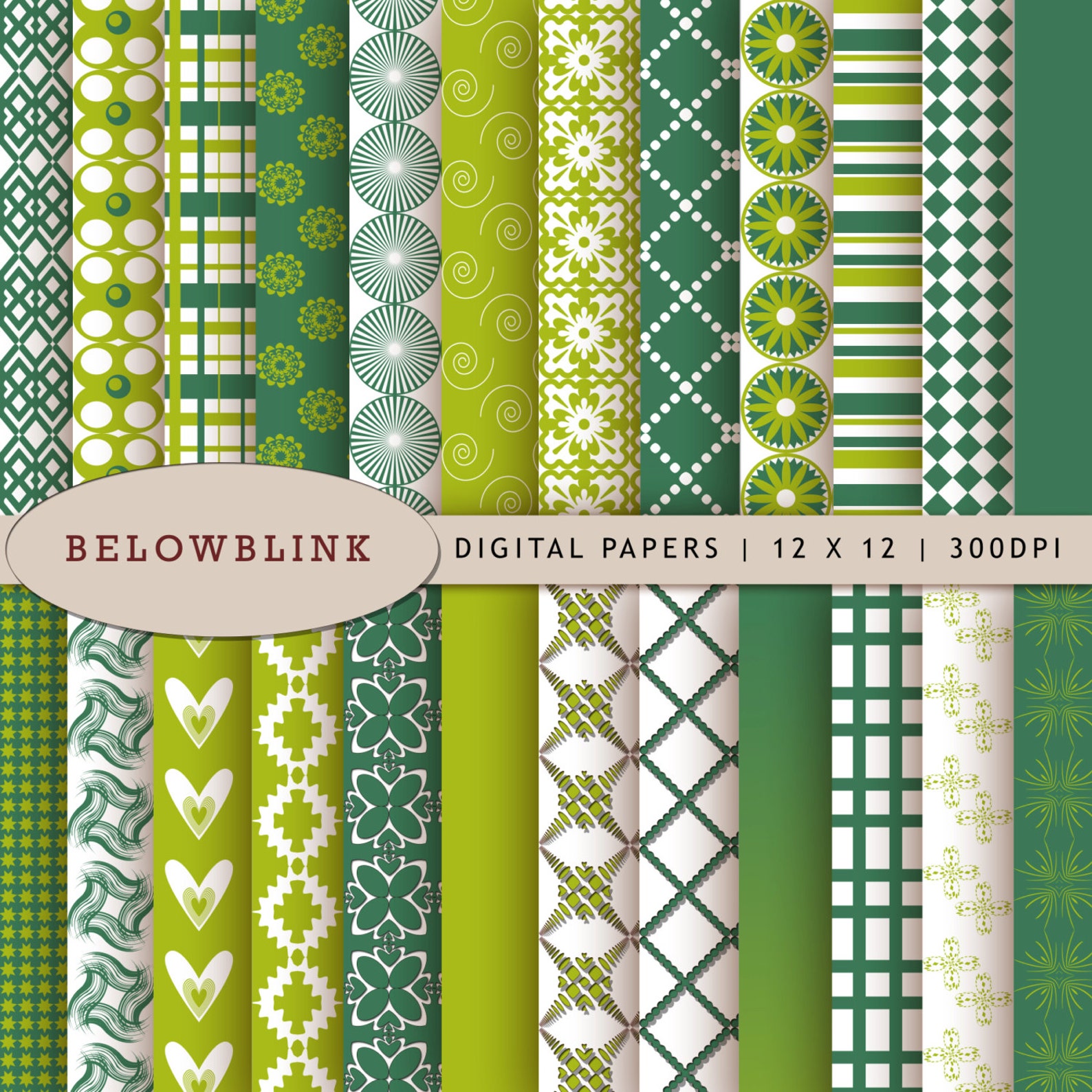 Acid Green and Amazon Digital Paper Pack Scrapbook Papers 24 Etsy