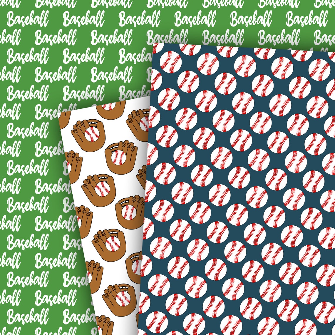 Baseball Digital Paper, Seamless Backgrounds, Scrapbook Paper ...