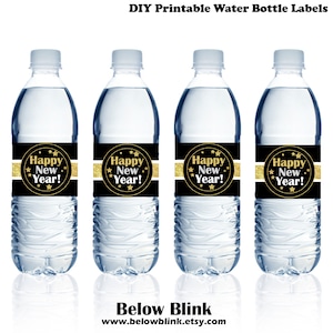 Happy New Year Water Bottle Labels, Printable Water Bottle Labels, New ...