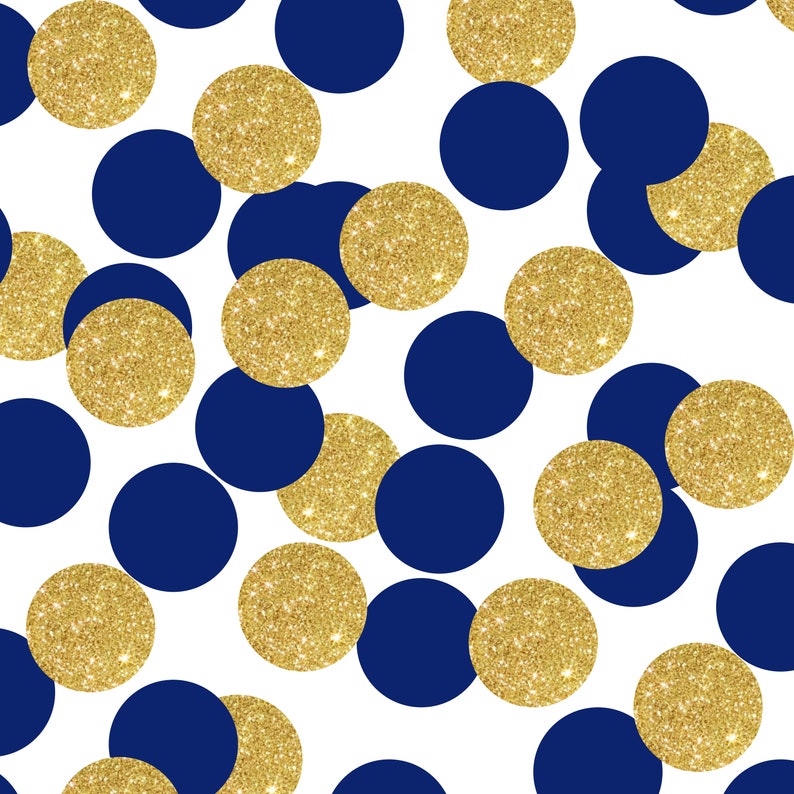 50 Navy Blue and Gold Glitter Confetti Circles 1, Bridal Shower Party Decorations, Baby Shower Decorations, Engagement Party Confetti No817 image 2