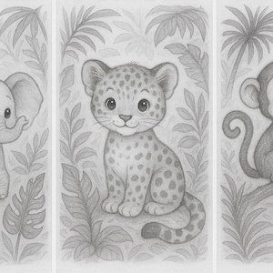 Jungle themed art print black and white- baby nursery art