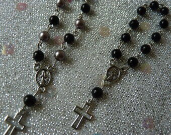 Mini chapelets - Noir ou Noir/argent, jeu de 20