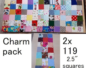 Charm pack of 238 - 2.5&quot; Inch Squares- Children&#39;s fabrics