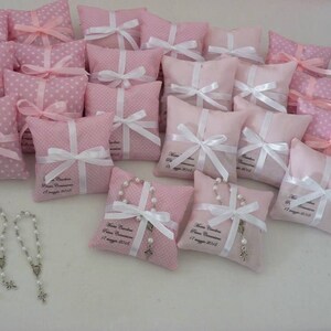 Personalized Lavender pillows and rosaries (set of 10)