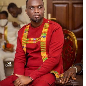 Traditionelle Herrenkleidung, afrikanische Herrenbekleidung, afrikanische Herrenbekleidung, afrikanischer Hochzeitsanzug, Groomsmen-Anzug, Bräutigamanzug, Herren-Senator-Anzug