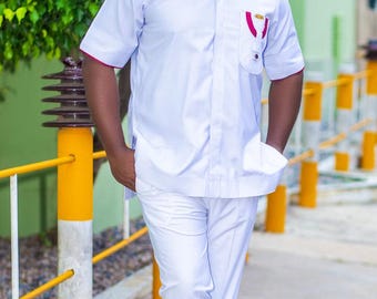 White African Men's Suit: Handmade Traditional Wedding Attire
