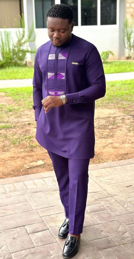 Guest African Groomsmen Suits Purple Men's Suit, African Men's