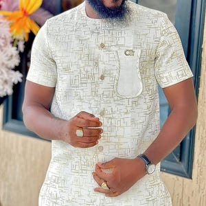 Traditionelle Herrenkleidung, afrikanische Herrenbekleidung, afrikanische Herrenbekleidung, afrikanischer Hochzeitsanzug, Groomsmen-Anzug, Bräutigamanzug, Herren-Senator-Anzug