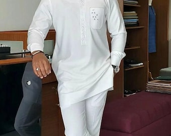 White African Men's Suit: Handmade Traditional Wedding Attire