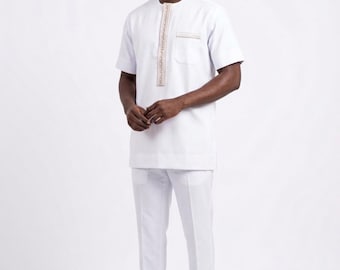 Handmade African Men's Suit: Traditional Wedding Groom Attire