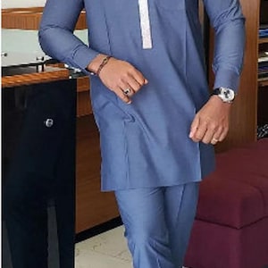 Traditionelle Herrenkleidung, afrikanische Herrenbekleidung, afrikanische Herrenbekleidung, afrikanischer Hochzeitsanzug, Groomsmen-Anzug, Bräutigamanzug, Herren-Senator-Anzug