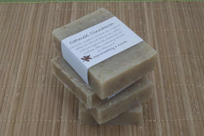 Oatmeal Cinnamon Bar Soap, Scented with Essential Oil, Set of Four 4 oz Bars image 3