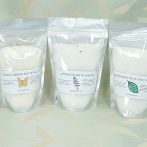 Aromatherapy Bath Salts - Set of Three 20 ounce bags of Essential Oil Bath Salts