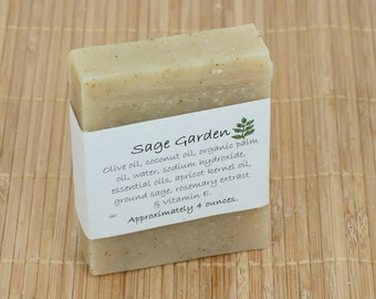 Sage Garden Soap Scented with Essential Oils, 4 Ounces