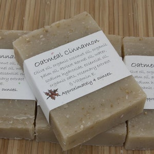 Oatmeal Cinnamon Bar Soap, Scented with Essential Oil, Set of Four 4 oz Bars image 1