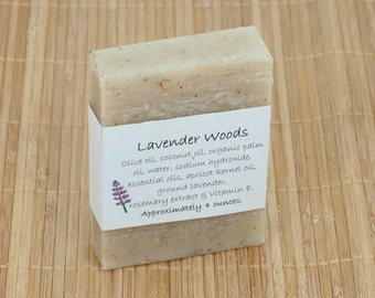 Lavender Woods Bar Soap Scented with Essential Oils, 4 Ounces