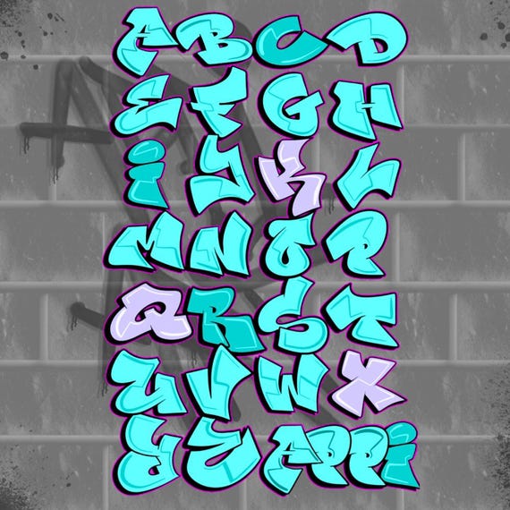Graffiti Alphabet Procreate Brushes | 26 Letter Stamp Brush Set