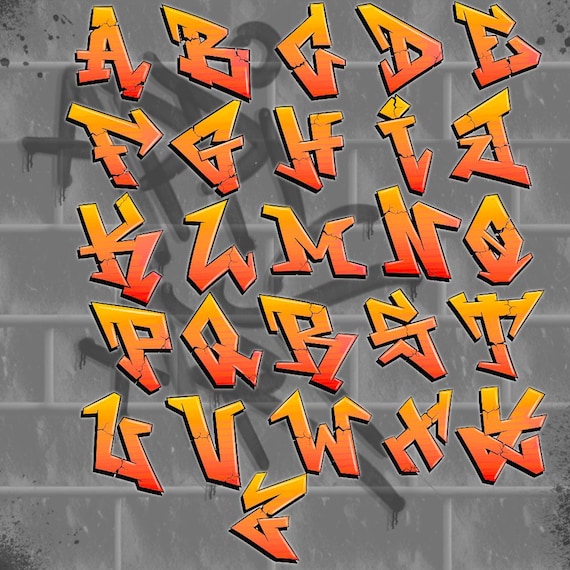 趣味 Graffiti alphabet Graffiti Alphabet Clipart – Urban Crack Style A–Z PNG, Street Art