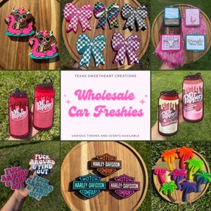 Wholesale Car Freshies - Bulk Air Fresheners for Boutiques, Salons, gifts, etc. - Custom Scents & various styles/themes - Free Shipping!!