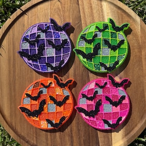 Disco Ball with Bats Car Freshie | Spooky Disco Freshie | Halloween Car Freshie | Retro Halloween Gift | Bats and Disco Ball - Custom Scents