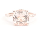 CERTIFIED - GIA Certified Huge Morganite & Diamond Ring 14K Rose Gold