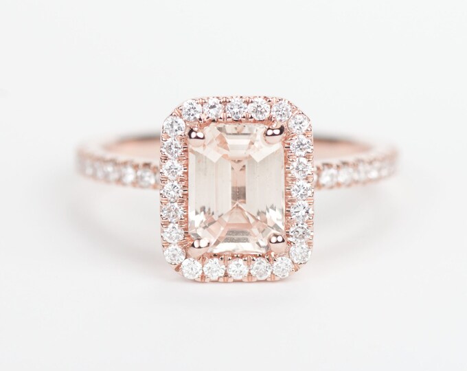 SALE Certified Peach Pink Champagne Emerald Cut Sapphire - Etsy