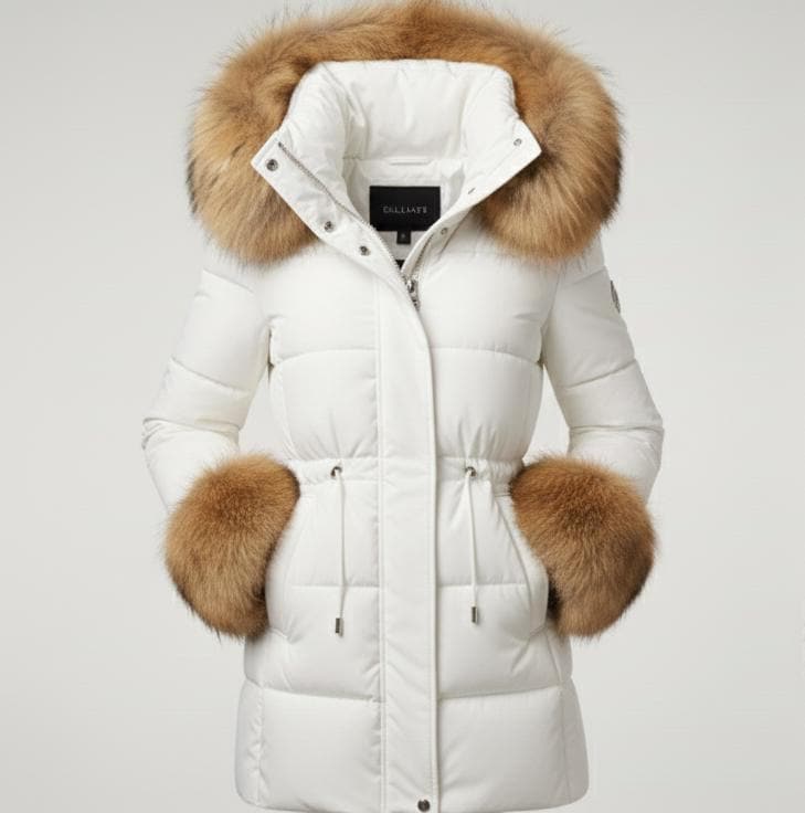 Manteau D'Hiver Femme Avec Capuche En Fourrure Véritable - Taille 38 - Style Caban - Occasion