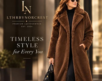 Women's Brown Faux Fur Teddy Coat | Fluffy Sherpa Fleece Long Coat | Fall Winter Fashion