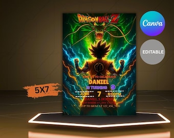 Anemi invitation,Dragon ball z invitation,Dragon ball z kids invite,Editable Dragon Ball Birthday Invitation Template Goku Invite,invites