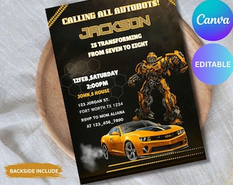 Bumblebee invite,Optimus Prime invite,Autobots Party invitation,Rescue Bots Birthday Invite,Transformer invite,Autobots invite,invite,bots