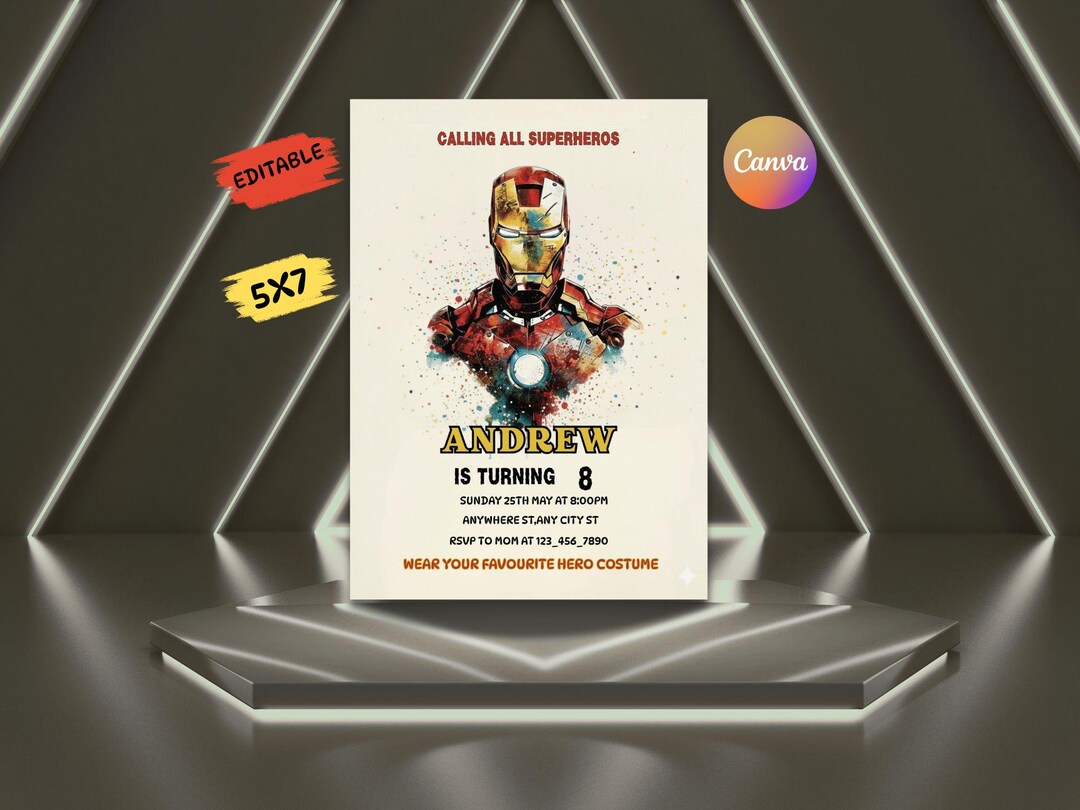 Iron Man Birthday Invitation Template Instant Download:superhero ...