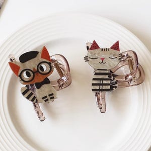 Handmade Cat Hair Claw Clips: Kawaii Acetate Fashion, 2PC