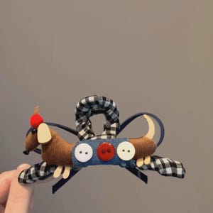 Handmade Sausage Dog Hair Claw Clip: Acetate Cartoon Puppy Design