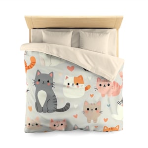 Cozy Cat Microfiber Duvet Cover - Adorable Cat Print Bedding, Cute Cat Bedroom Decor, Cat Lover Gift, Animal Lover Home Textile, [...]