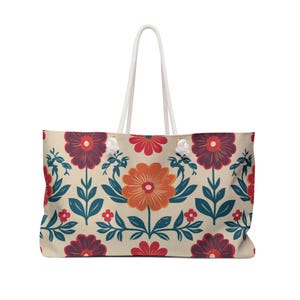 Floral Weekender Bag | Travel Tote, Overnight Bag, Beach Bag, Vacation Essentials, Floral Print Carryall