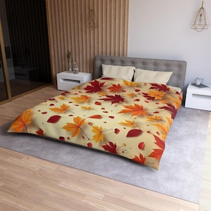 Autumn Leaves Microfiber Duvet Cover | Cozy Fall Bedding, Gift for Home Decor Lovers, Seasonal Comfort, Thanksgiving, Bedroom Makeover