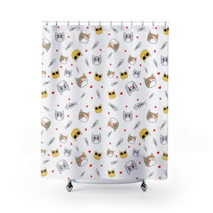 Cute Cat Shower Curtain, Cat Lover&#39;s Bathroom Decor, Pet-Themed Gift, Animal Print Shower Curtain, Playful Home Accessory