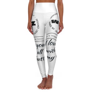 High Waisted Inspirational Yoga Leggings, Motivational Activewear, Fitness Pants, Gift for Her, Workout Leggings, Spiritual Apparel