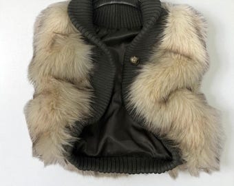 Faux Fur Short Sleeve Shrug for Women, Elegant Fluffy Shawl Collar Jacket, One Size Plush Cardigan, Cozy Layer for Formal Outfits