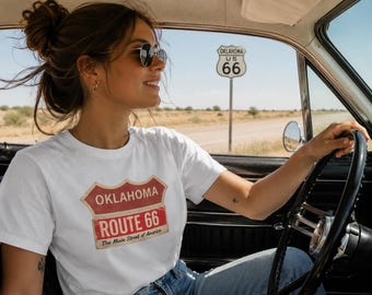 Oklahoma Route 66 Shield T-Shirt | Vintage Highway Sign Tee | Road Trip