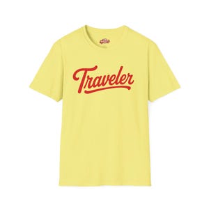 Traveler Unisex T-Shirt | Retro travel typography tee | Vintage Vibe | Van Life | Nomad Cornsilk