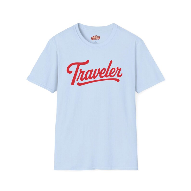Traveler Unisex T-Shirt | Retro travel typography tee | Vintage Vibe | Van Life | Nomad Light Blue