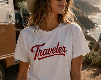 Traveler Unisex T-Shirt | Retro travel typography tee | Vintage Vibe | Van Life | Nomad