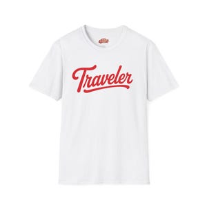 Traveler Unisex T-Shirt | Retro travel typography tee | Vintage Vibe | Van Life | Nomad White