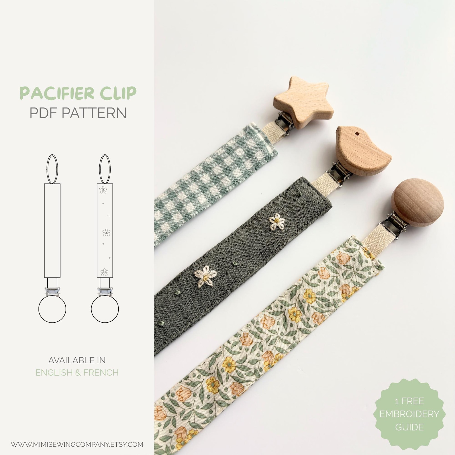 Pacifier Clip | PDF Sewing Pattern | Baby, Diaper Bag, Baby Shower Gift ...